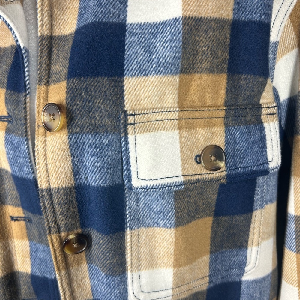 Old Navy Blue Tan White Plaid Utility Shacket Jacket Gorpcore Cabincore Size M - Picture 3 of 12